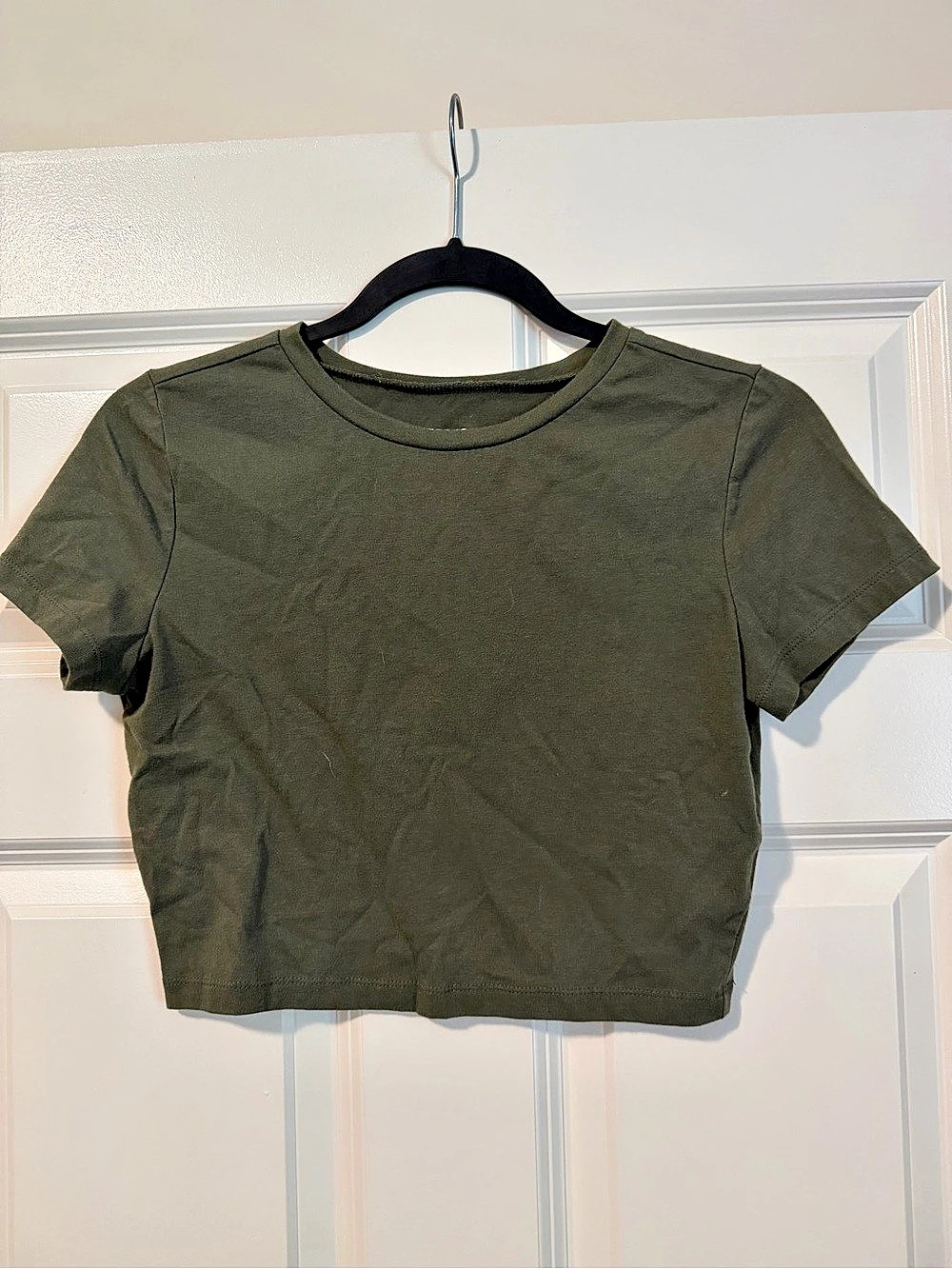 Green Short Sleeve Crop Top